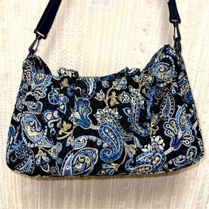 Vera Bradley Windsor Navy Tan Light Blue White Paisley Weekender Duffle Bag